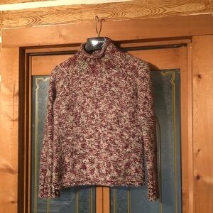 Columbia size medium fuzzy long sleeve sweater pink brown white gray